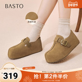 新款 勃肯鞋 时尚 百思图2026春季 简约复古休闲女单鞋 E7333AM6
