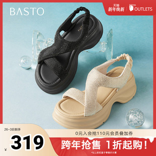 简约户外厚底女凉鞋 百思图2025夏季 休闲凉鞋 商场同款 BP731BL5 新款