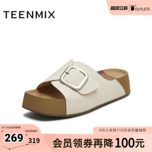 商场同款 天美意2025新款 厚底百搭舒适出游女一字拖BL171BT5