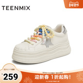 女休闲板鞋 天美意2025新款 厚底百搭五角星增高运动鞋 KB070BM5