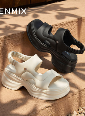 天美意新款商场同款蓬软运动时尚女一字带凉鞋CGT02BL5