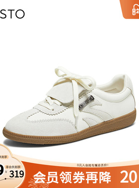百思图2025秋季新款商场同款德训鞋时尚复古运动女休闲鞋UEZ12CM5
