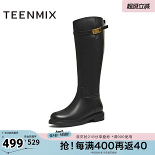 天美意冬新款 百搭显瘦舒适长靴女骑士靴BL961DG5 商场同款