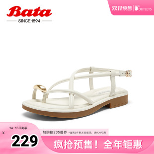 百搭条带优雅休闲粗跟凉鞋 Bata时装 新款 女夏季 3A193BL4 凉鞋