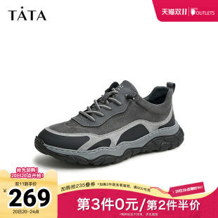 商场新款 秋季 VWD01AM3 男跑步鞋 Tata他她奥莱轻便拼接运动休闲鞋