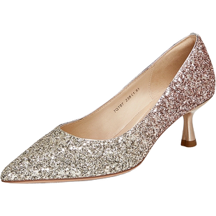 Tata他她奥莱气质高跟鞋女低跟晚宴鞋婚鞋单鞋春新款7QT07AQ4