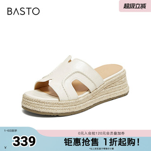 百思图2026夏季 一字拖时尚 简约户外休闲女拖鞋 F2112BT6 新款