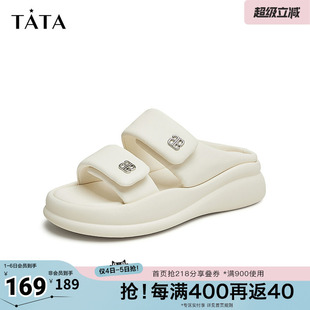 Tata他她厚底拖鞋 春季 新款 WW501BT4 女奥莱休闲软底凉拖沙滩鞋
