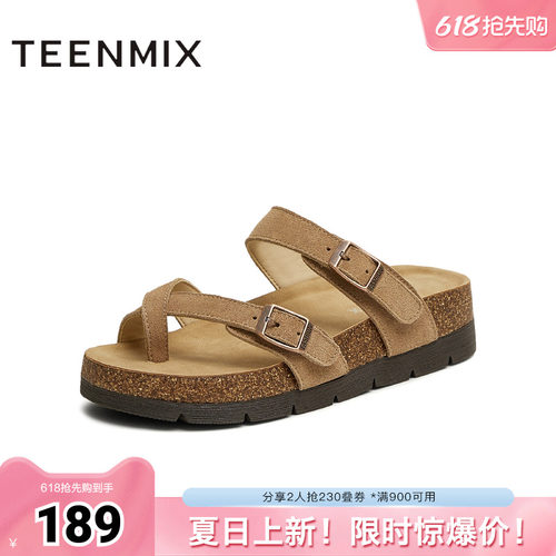 软木套趾凉鞋平底复古休闲