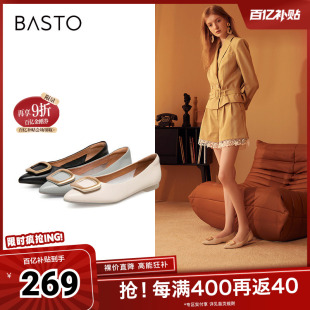 RGR36AQ5 百搭通勤方扣尖头低跟晚晚风女单鞋 百思图秋季 商场同款