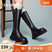 天美意厚底增高骑士靴切尔西长靴女高筒时装 靴冬新款 KQX07DG4