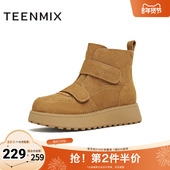 天美意2025冬新款 保暖舒适百搭复古毛绒短靴女雪地靴KXD50DD5