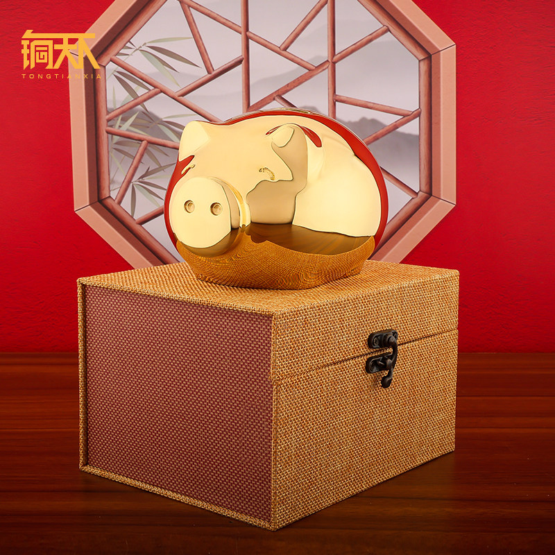 黄铜电镀金可以存钱的储蓄罐