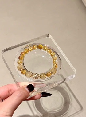 天然黄水晶手链女款招财转运珠黄塔晶虎眼石手串送闺蜜女友礼物