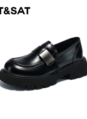 星期六英伦黑色单鞋春季新款学院时尚百搭女鞋SSC1111562