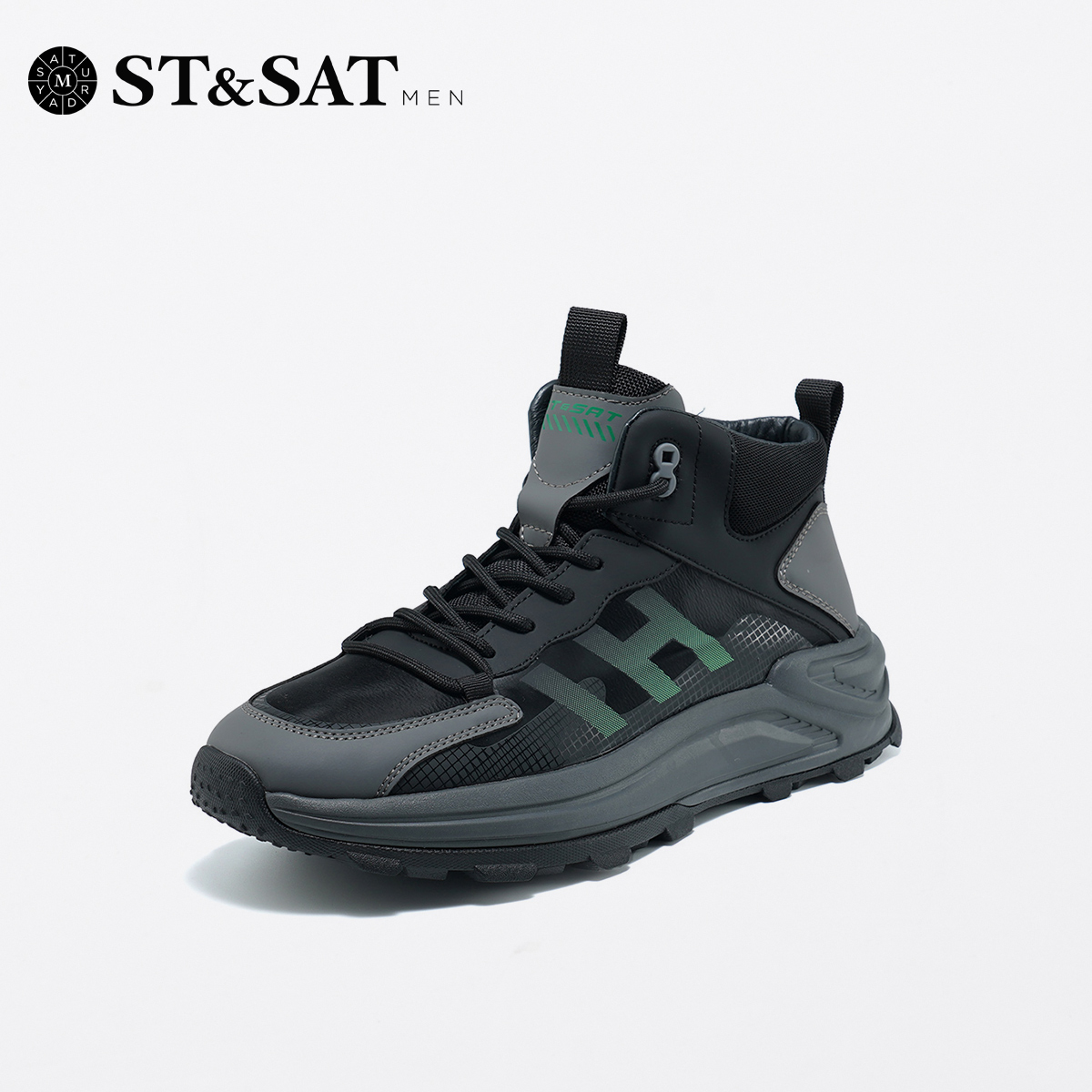 星期六时尚加绒拼色休闲鞋冬季新款外穿厚底运动男鞋SS24128029