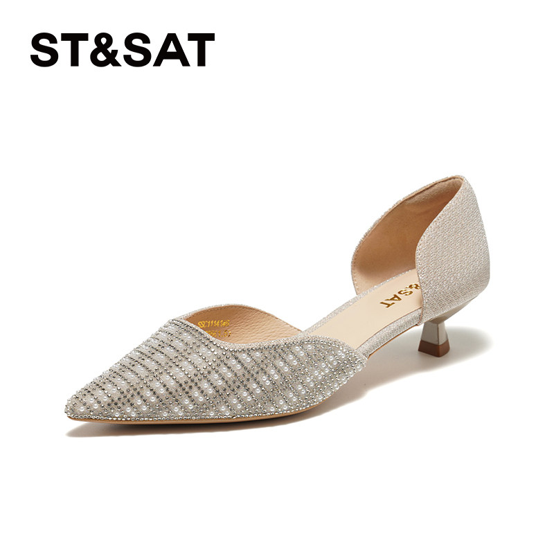 星期六时尚尖头浅口单鞋春季新款优雅中空低跟女鞋SSC1114146,女鞋,浅口单鞋,淘宝优惠券,粉丝福利购,淘宝优惠卷