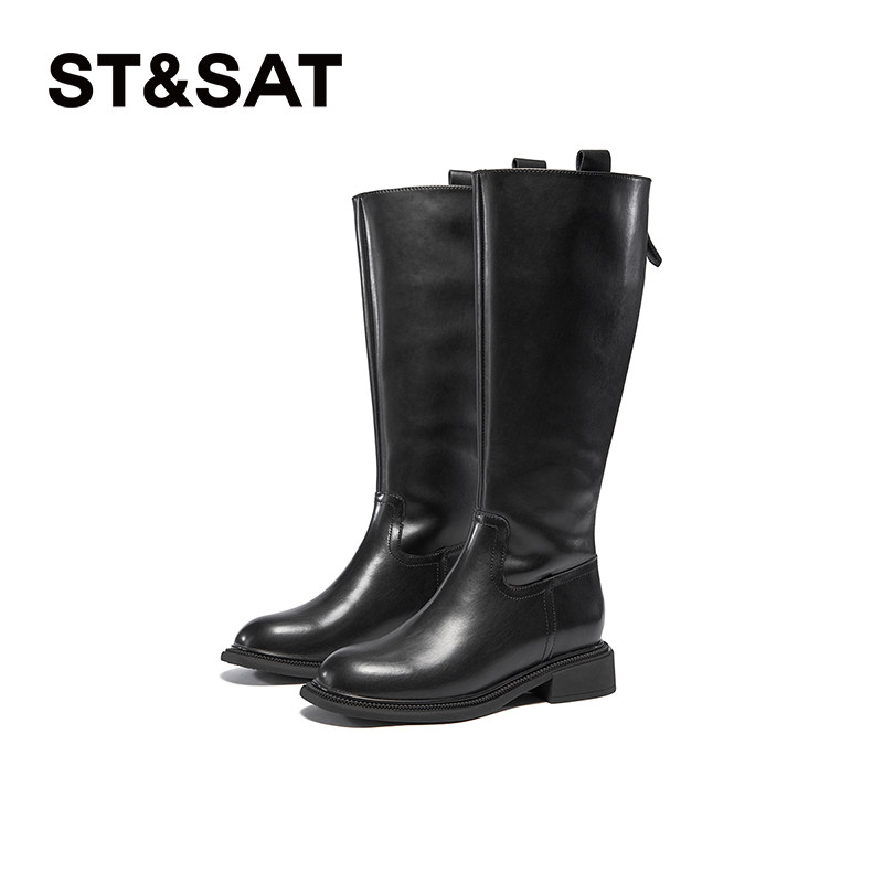 星期六2024新款长靴女冬厚底显瘦长筒时尚圆头优雅女鞋SSC4117501