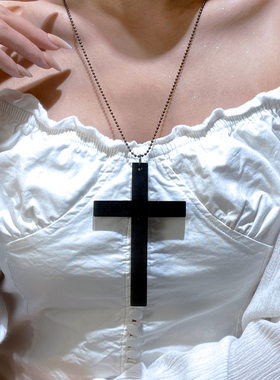 Cross long spicy girl accessories retro necklace wooden项链