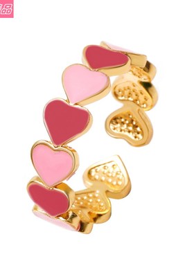 Hot sale student Simple girl peach heart pink ring jewelry潮