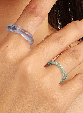 Beaded fingers ring set fashionable personalized two-piece