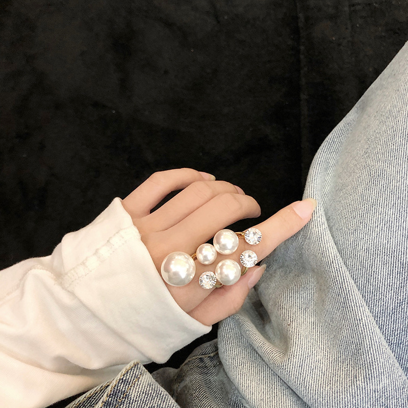 hyperbole large pearl opening rings index finger ring female 饰品/流行首饰/时尚饰品新 戒指/指环 原图主图