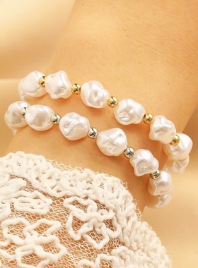 girl elegant bracelet irregular shaped pearls simple手链女孩