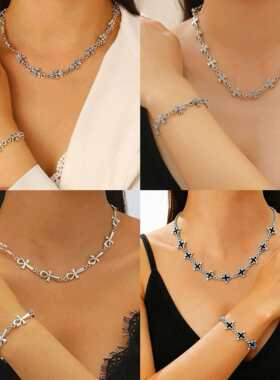female Gothic Alloy Bracelet Vintage Cross-shaped necklace饰