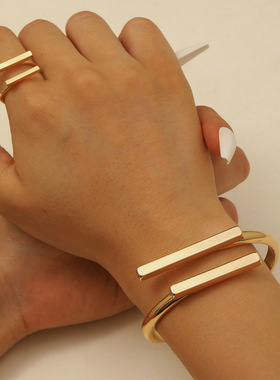 New Fashion Square Opening Women's Bracelet Ring Set jewelry