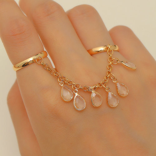 New Artificial crystal beads tassel chain fashion rings Girl