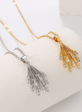 项链foreign trade flower zircon necklace tassel women choker