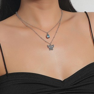 clavicle necklace double New layer temperament metal chain