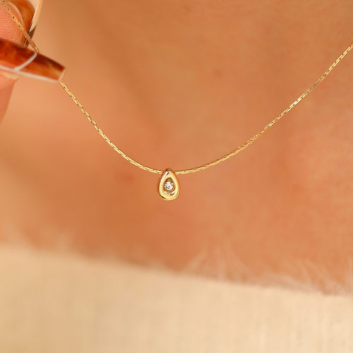 Delicate drop pendant necklace hexagonal clavicle chain项链