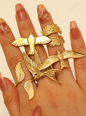 Wings Flying Bird Peace Dove Open Ring Vintage Bird Ring戒指