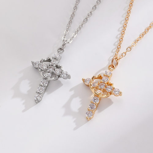 New Crown Cross Necklace Women's Necklace earrings Jewelry