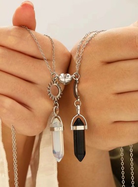 European American rhomboid couple's love pendant necklace 潮