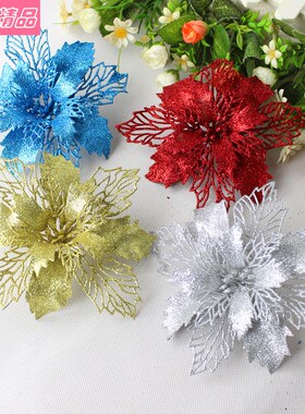glisten Christmas flower decorate Xmas tree decorations 圣诞