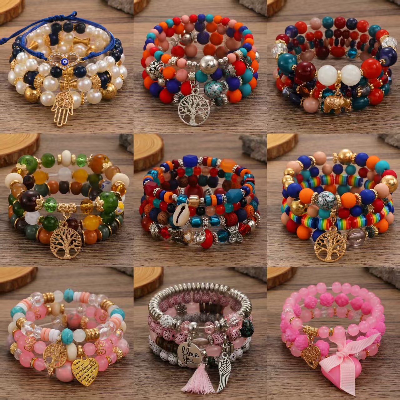 Bohemia Colored bead string bangle Beaded Bracelet Women手链