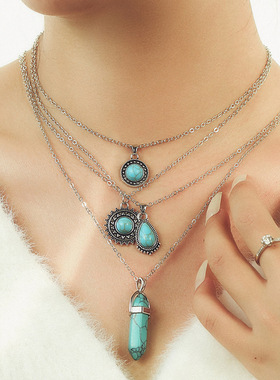 New woman Bohemian Necklace choker Set 新复古波西米亚项链女