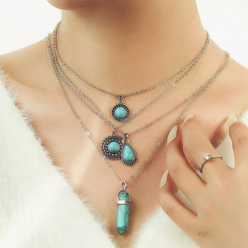 New woman Bohemian Necklace choker Set 新复古波西米亚项链女