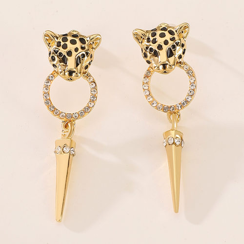lovely Personalized leopard head cone pendant earrings women