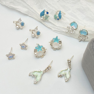 New ear stud ocean summer beach minimalist cute earrings耳钉