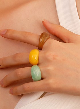 气质2022新品透明树脂戒指ins女