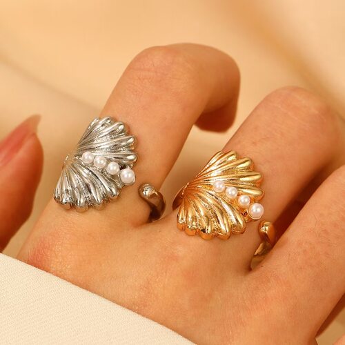 New Accessories Ocean Fake Pearl Shell Open Adjustable rings