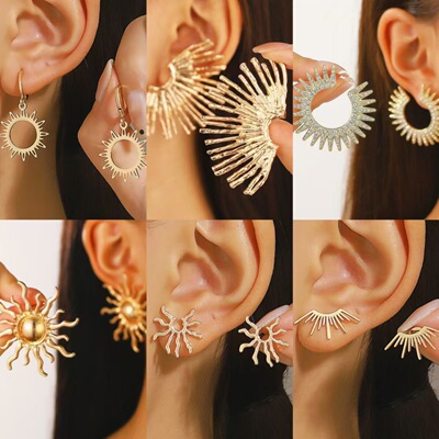 European American Fashion Exaggerated Sunflower Earrings耳饰