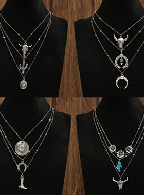 necklace Western cowboy retro turquoise rope clavicle chain