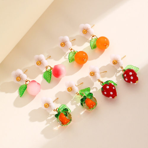 Cartoon fruit New Sweetheart Girl Earnail Eardrops Ear studs