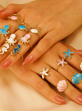 戒指 New Opening rings Super Cute Ocean Animal Ring jewelry