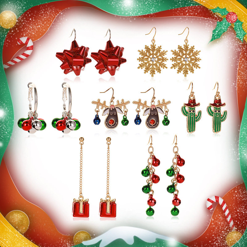 Christmas snowflake ribbon earrings bell tassel earrings耳环