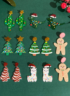 Cross border Christmas Tree Earrings woman xmas earring 耳环